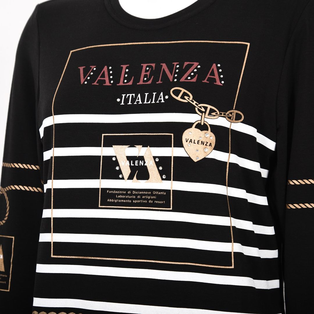 【保温】【吸湿発熱】フロントモチーフ×ボーダー カットソー　VALENZA　5152702