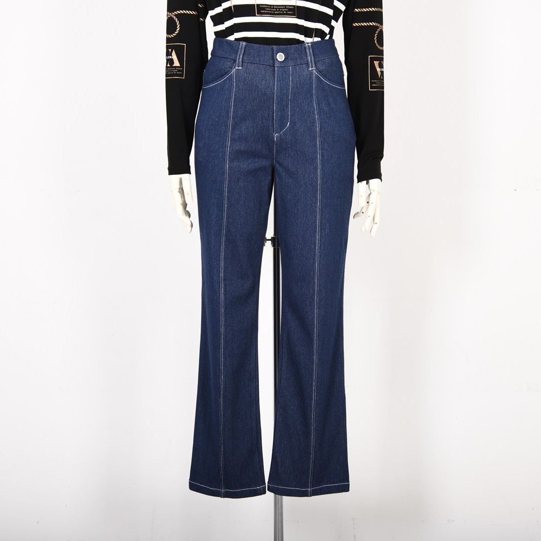 【楽々♪ストレッチ】ニットデニム ストレートパンツ　VALENZA　5156529