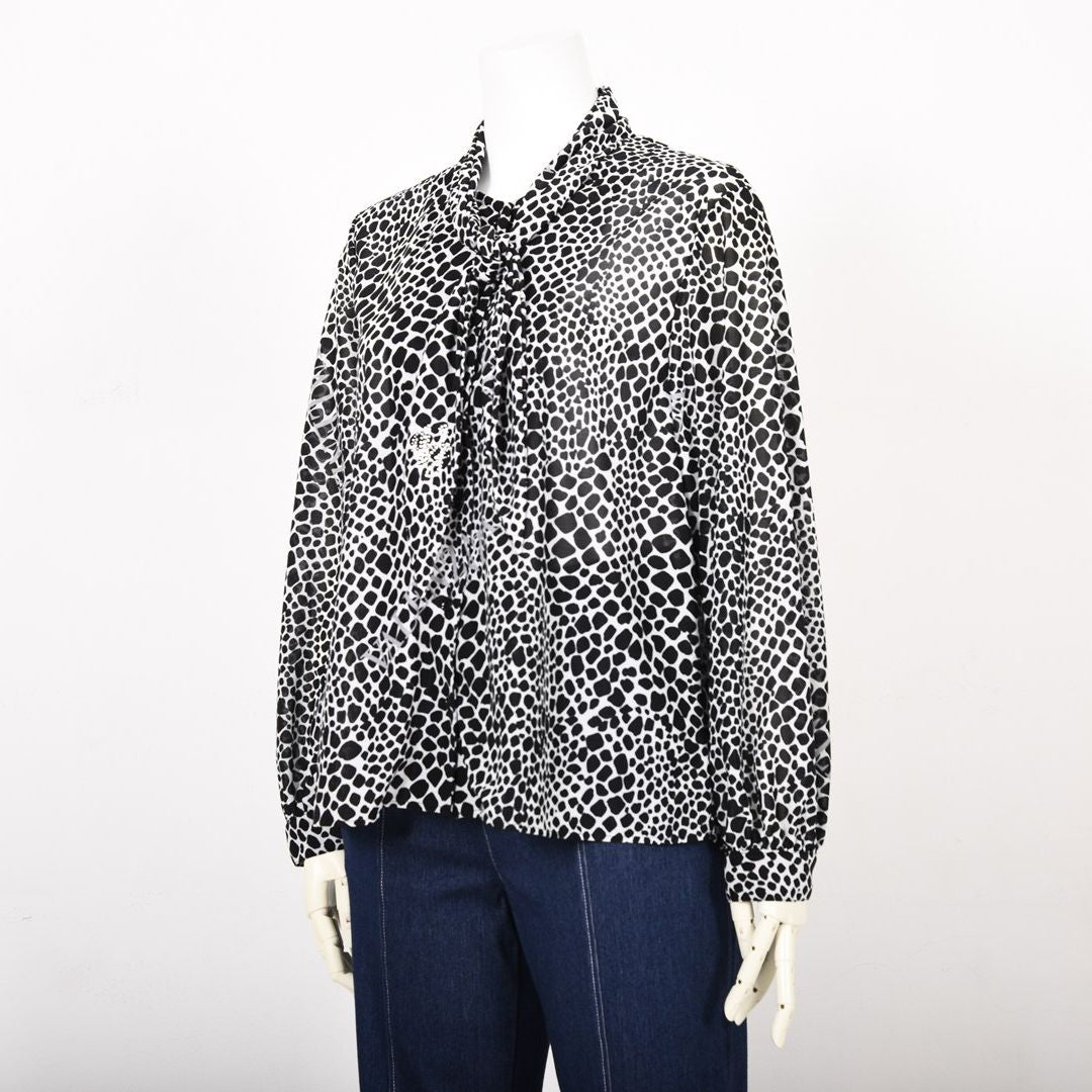 アニマル柄プリント リボンタイ ブラウス　VALENZA　5151602