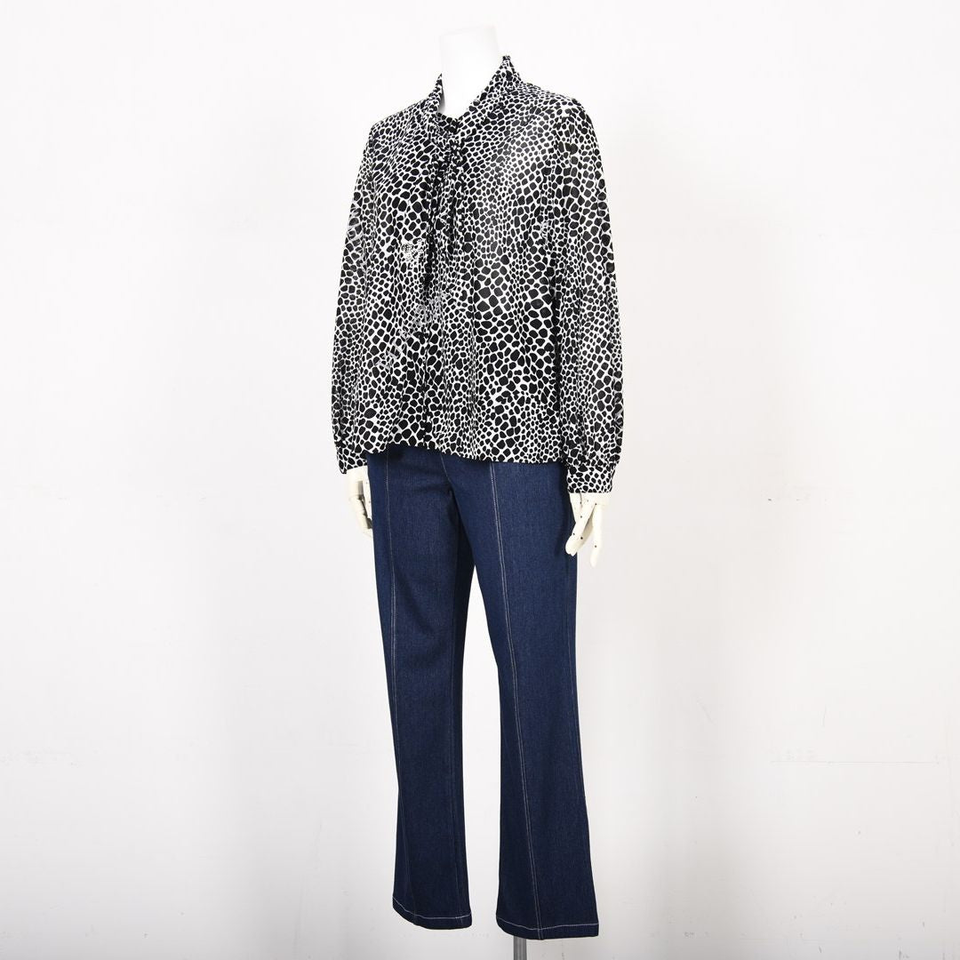 アニマル柄プリント リボンタイ ブラウス　VALENZA　5151602