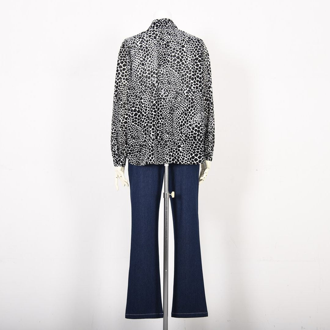 アニマル柄プリント リボンタイ ブラウス　VALENZA　5151602