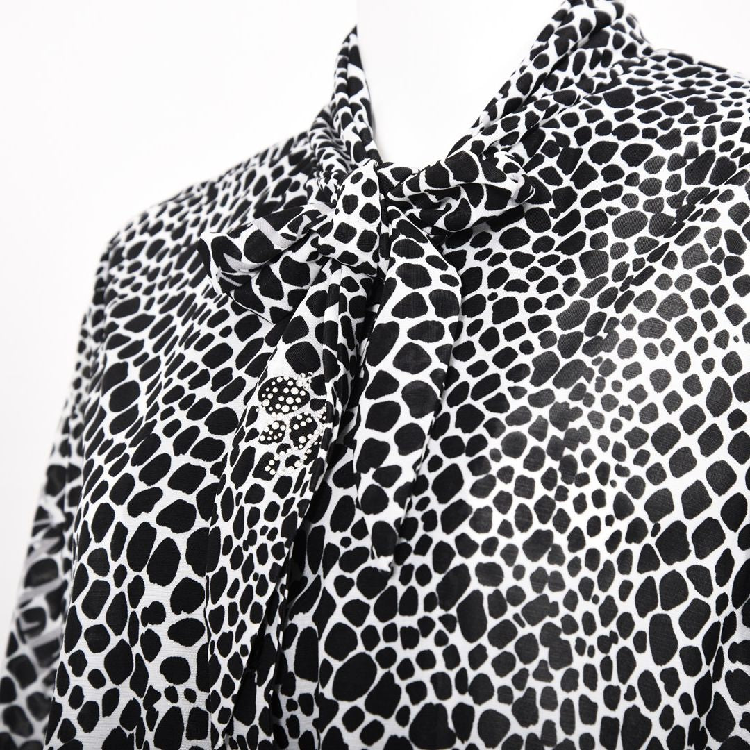 アニマル柄プリント リボンタイ ブラウス　VALENZA　5151602