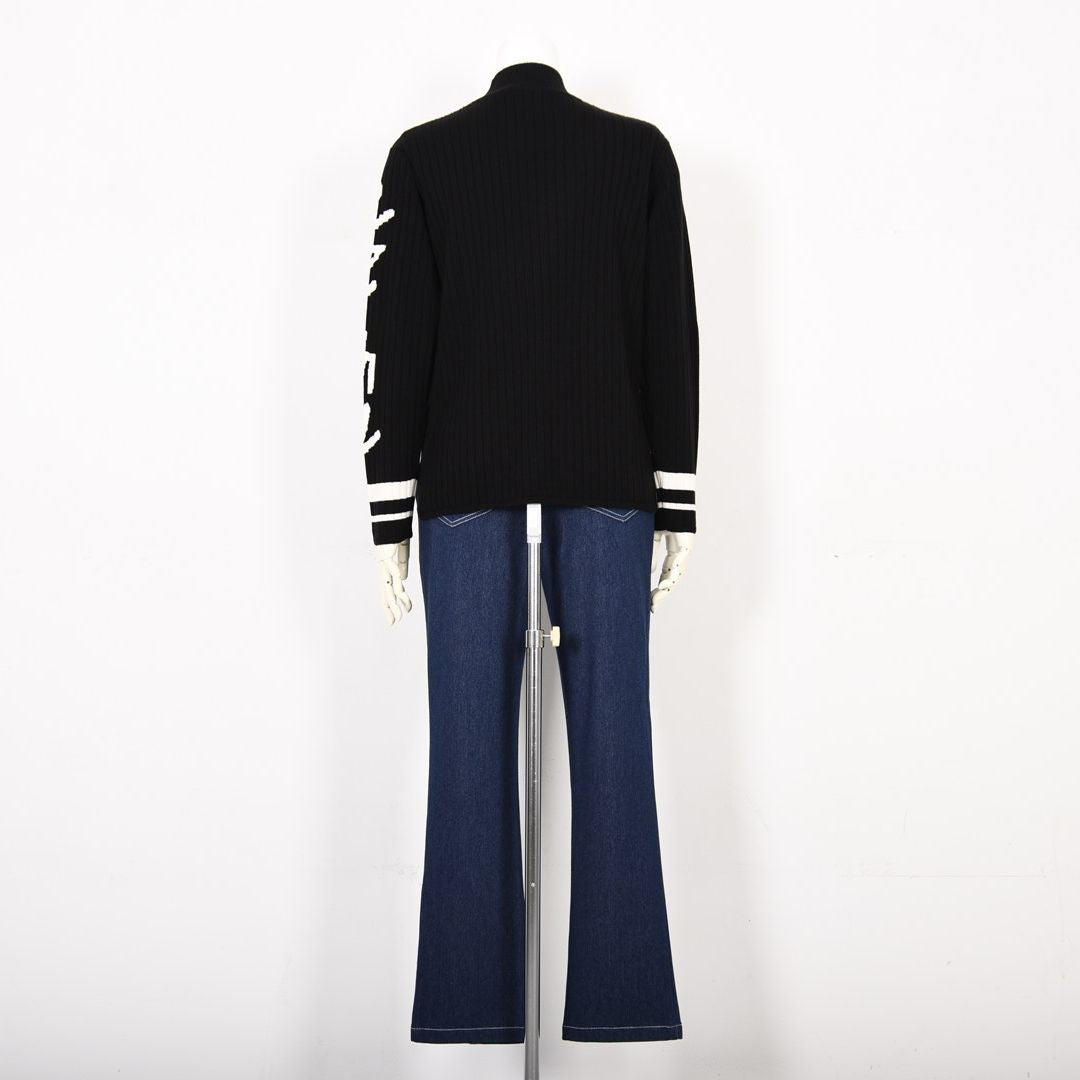 【Lサイズ】【滑らかタッチ】縦ラインロゴ ハイネックニット　VALENZA　5553700