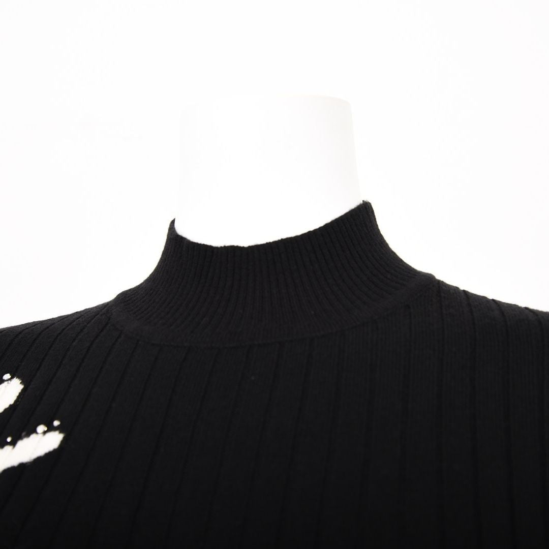 【Lサイズ】【滑らかタッチ】縦ラインロゴ ハイネックニット　VALENZA　5553700