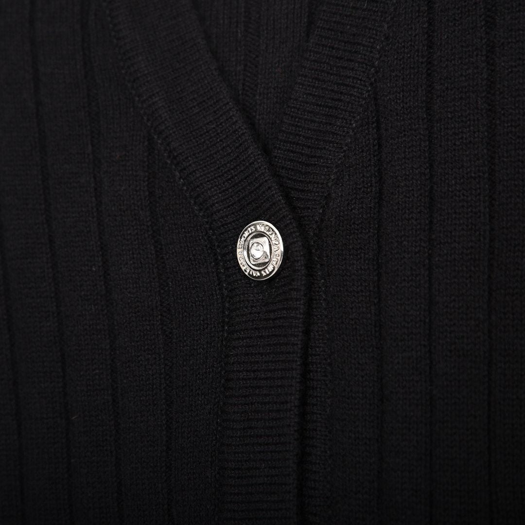 【Lサイズ】【滑らかタッチ】縦ラインロゴ ニットカーディガン　VALENZA　5553704