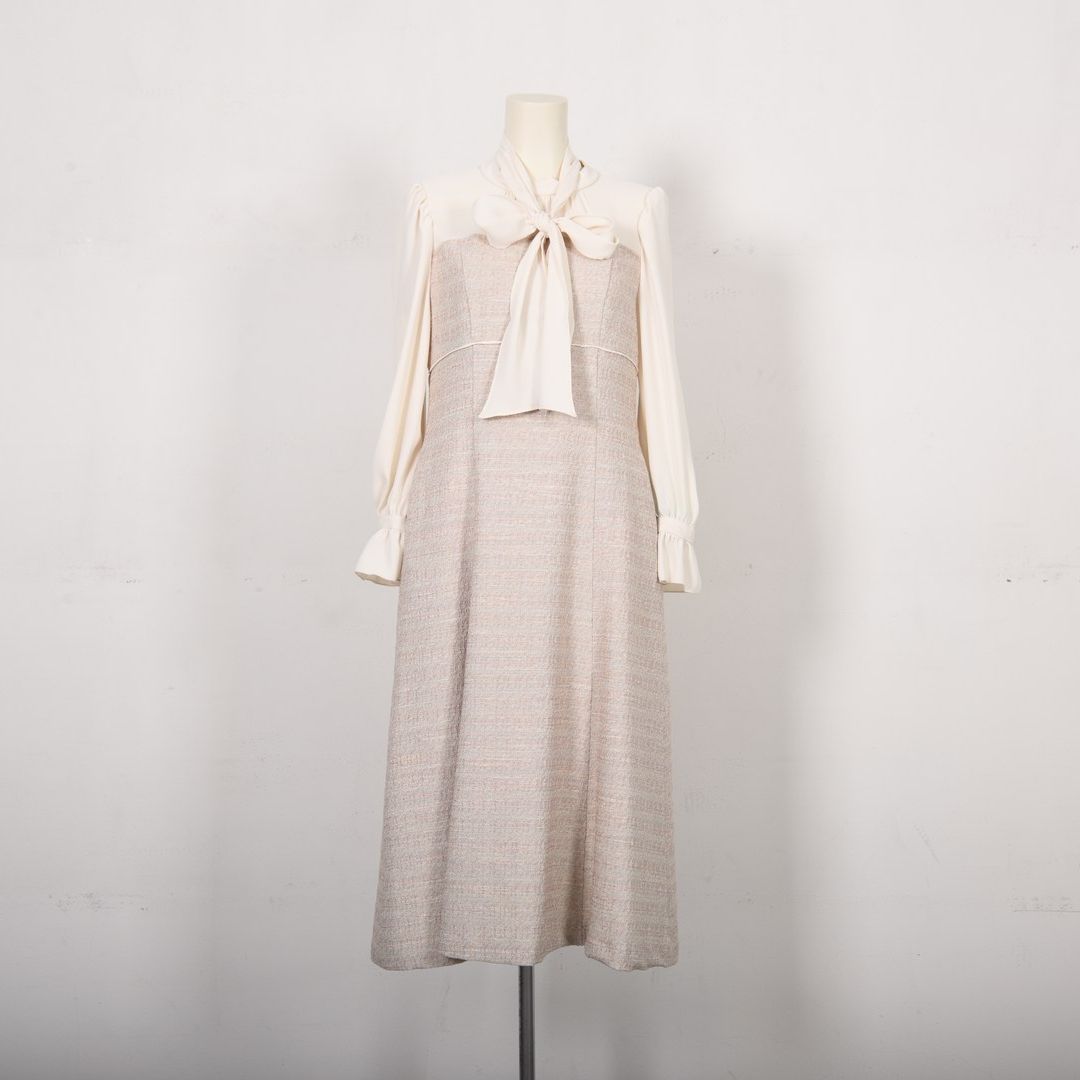 異素材ドッキング　カラーツイードワンピース　Dear Princess　3059306