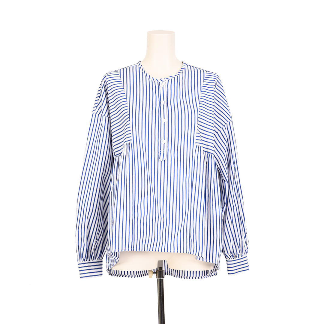 ノーカラーコットンブラウス　B DONNA 6541001