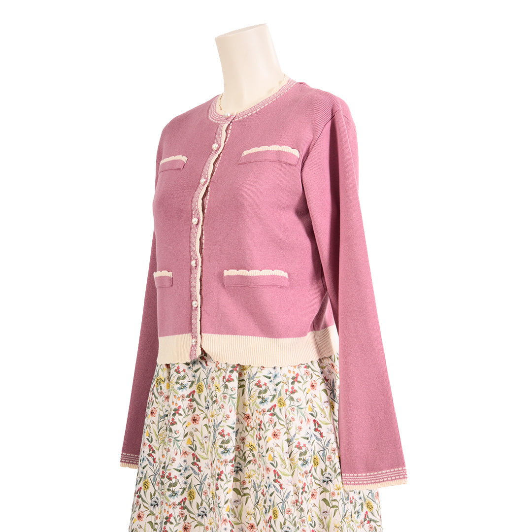 【OUTLET】シルク混ニット　配色カーディガン　Dear Princess 3023065