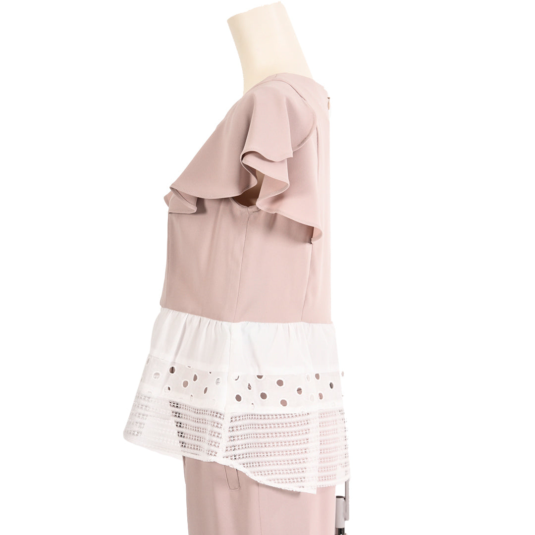 Million tricot hem switching blouse with different materials Dear Princess