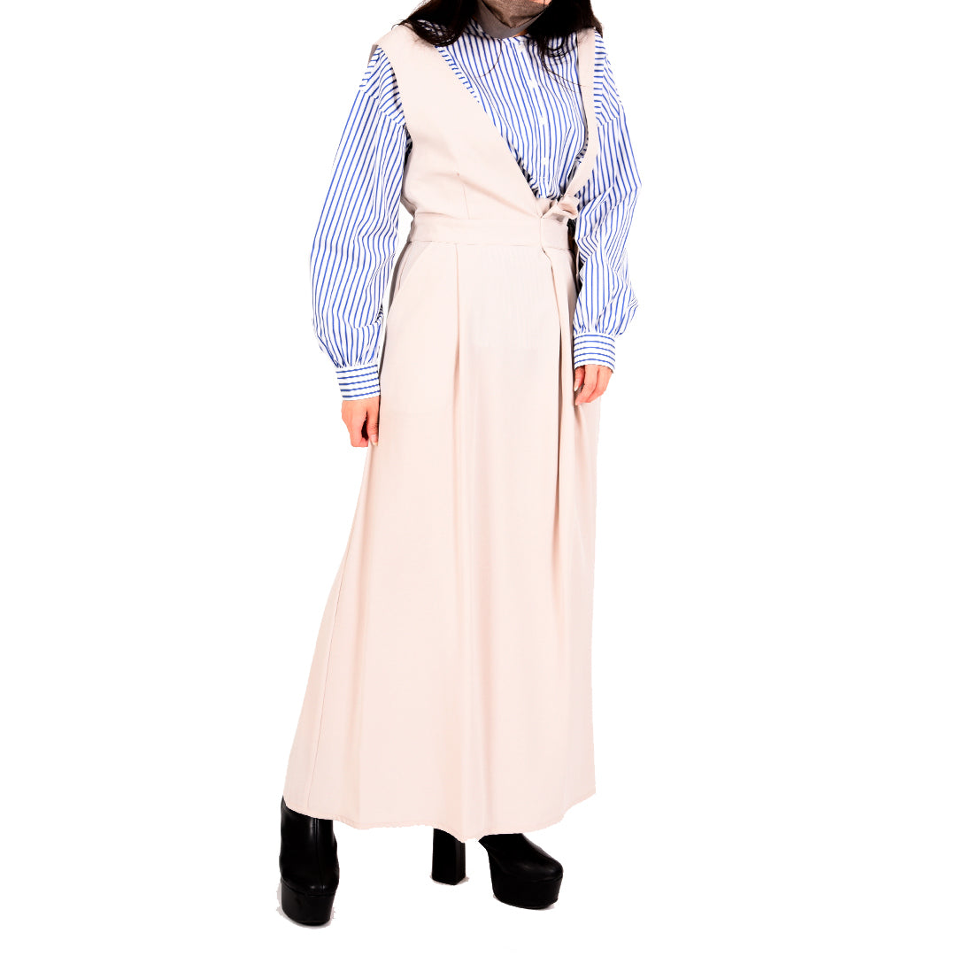 【OUTLET】ブライトアセテートツイル　アシメジャンパースカート　B DONNA