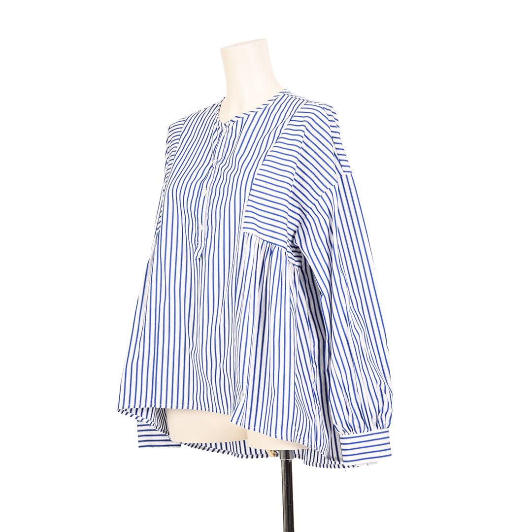 ノーカラーコットンブラウス　B DONNA 6541001