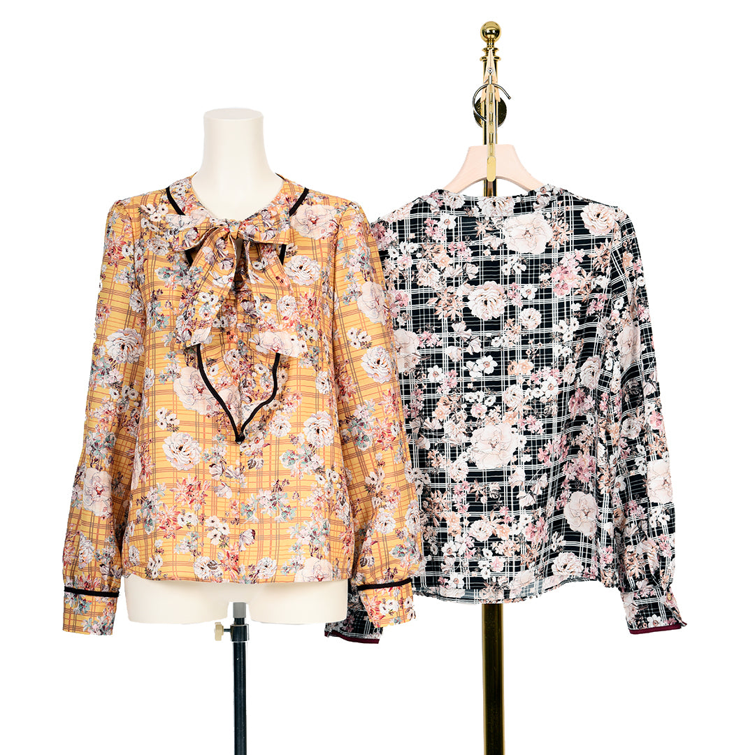 ITLY transfer print ribbon blouse