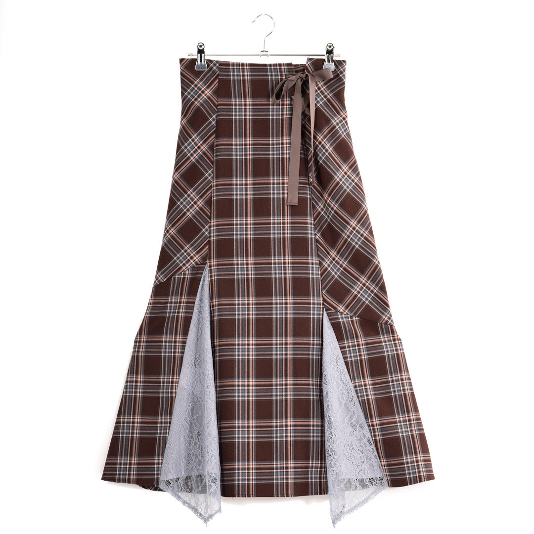 T/R Tartan Check Lace-up Mermaid Skirt Dear Princess