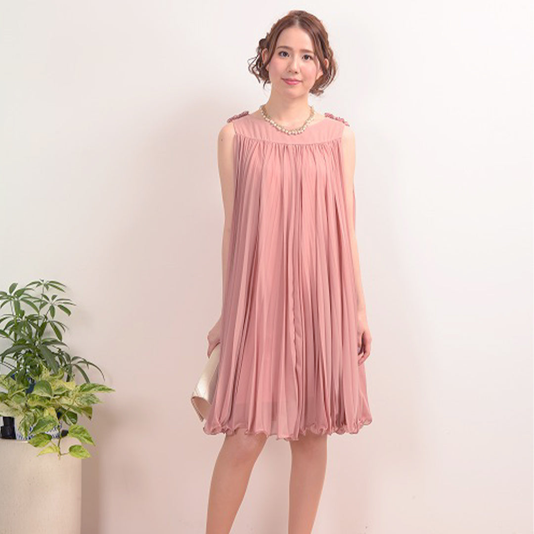 Pleated dress with flower belt Dear Princess 