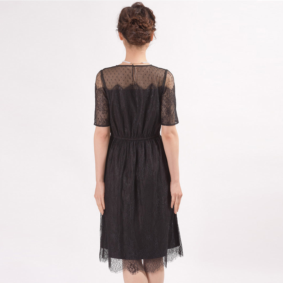 Full Lace Short Sleeve Knee Length Dress Dear Princess 