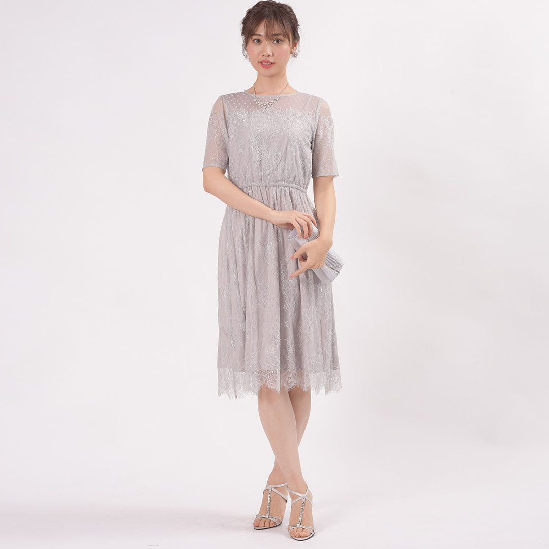 Full Lace Short Sleeve Knee Length Dress Dear Princess 