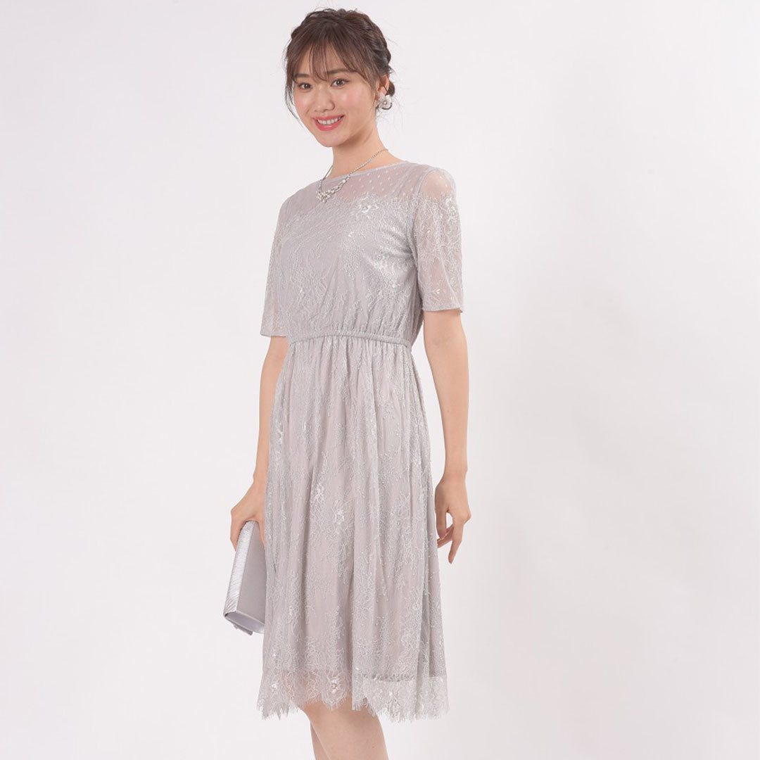 Full Lace Short Sleeve Knee Length Dress Dear Princess 