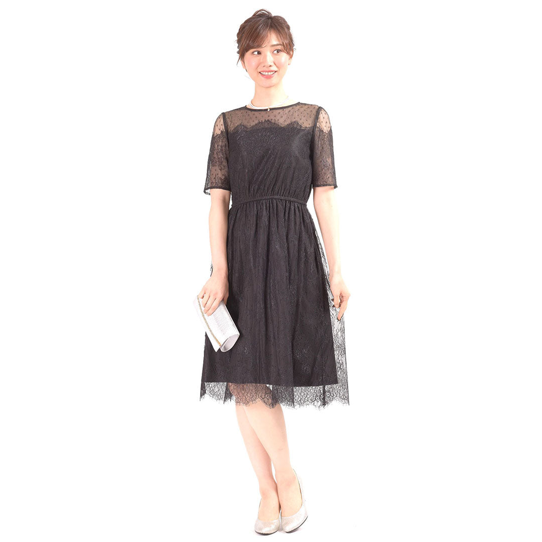 Full Lace Short Sleeve Knee Length Dress Dear Princess 