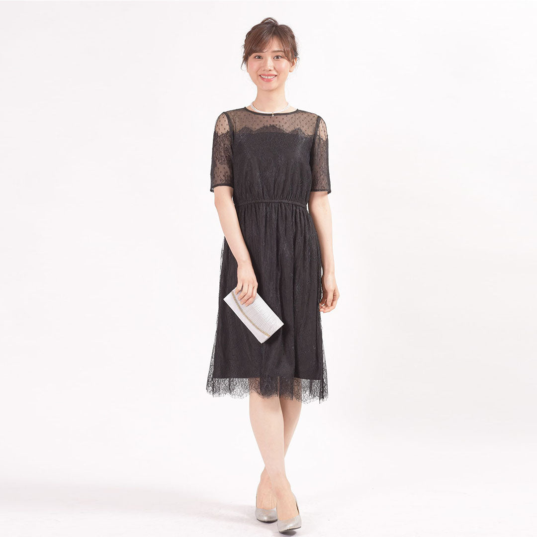 Full Lace Short Sleeve Knee Length Dress Dear Princess 