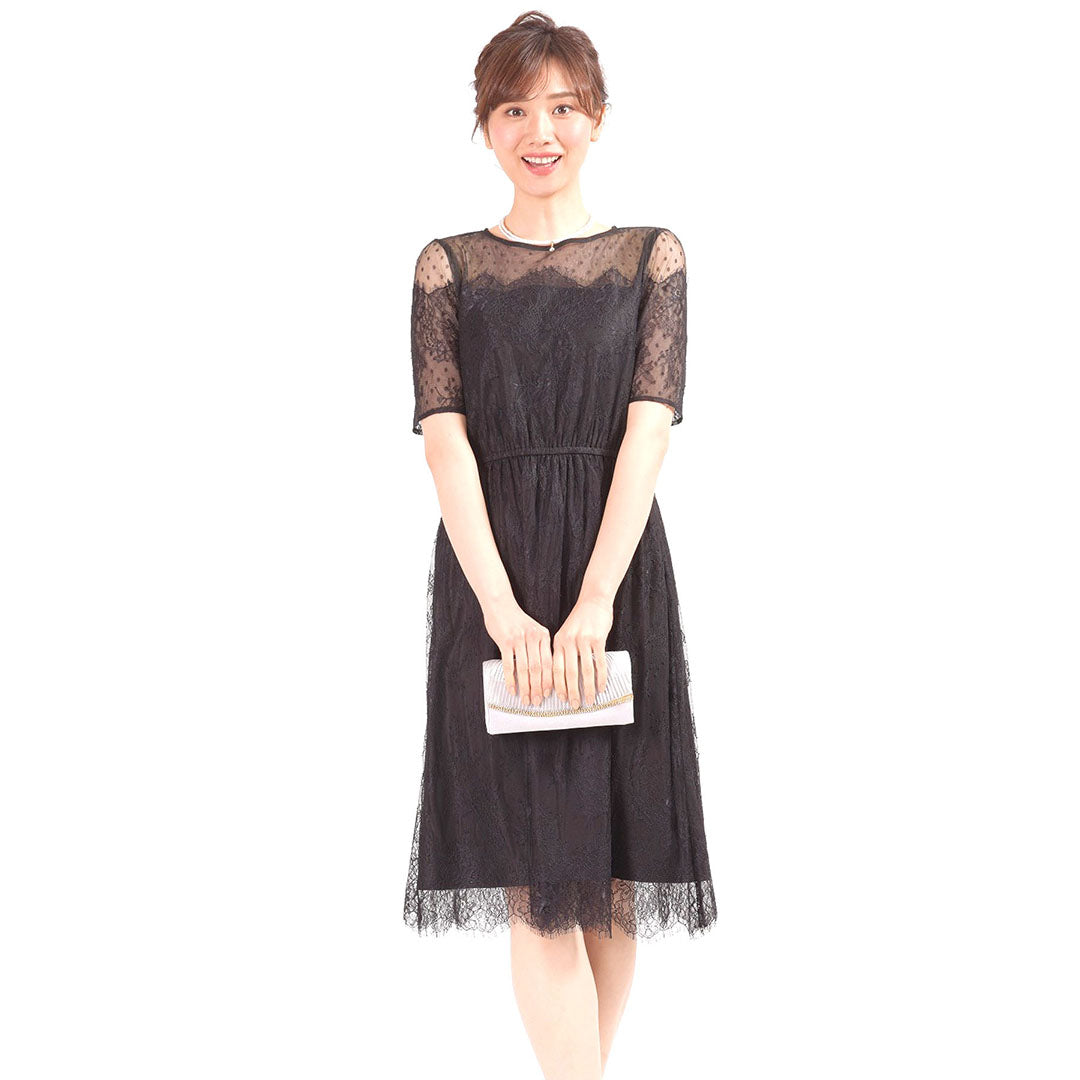 【OUTLET】総レース半袖膝丈　ワンピース Dear Princess