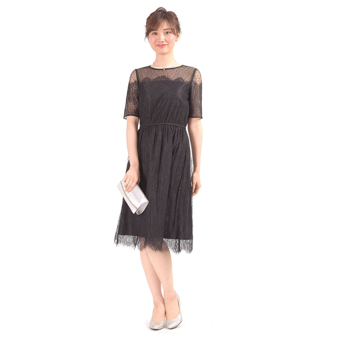 Full Lace Short Sleeve Knee Length Dress Dear Princess 