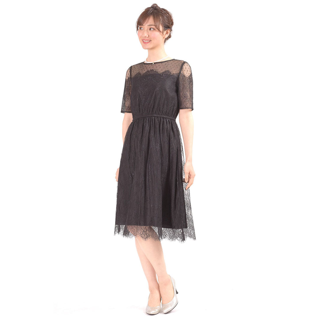 Full Lace Short Sleeve Knee Length Dress Dear Princess 