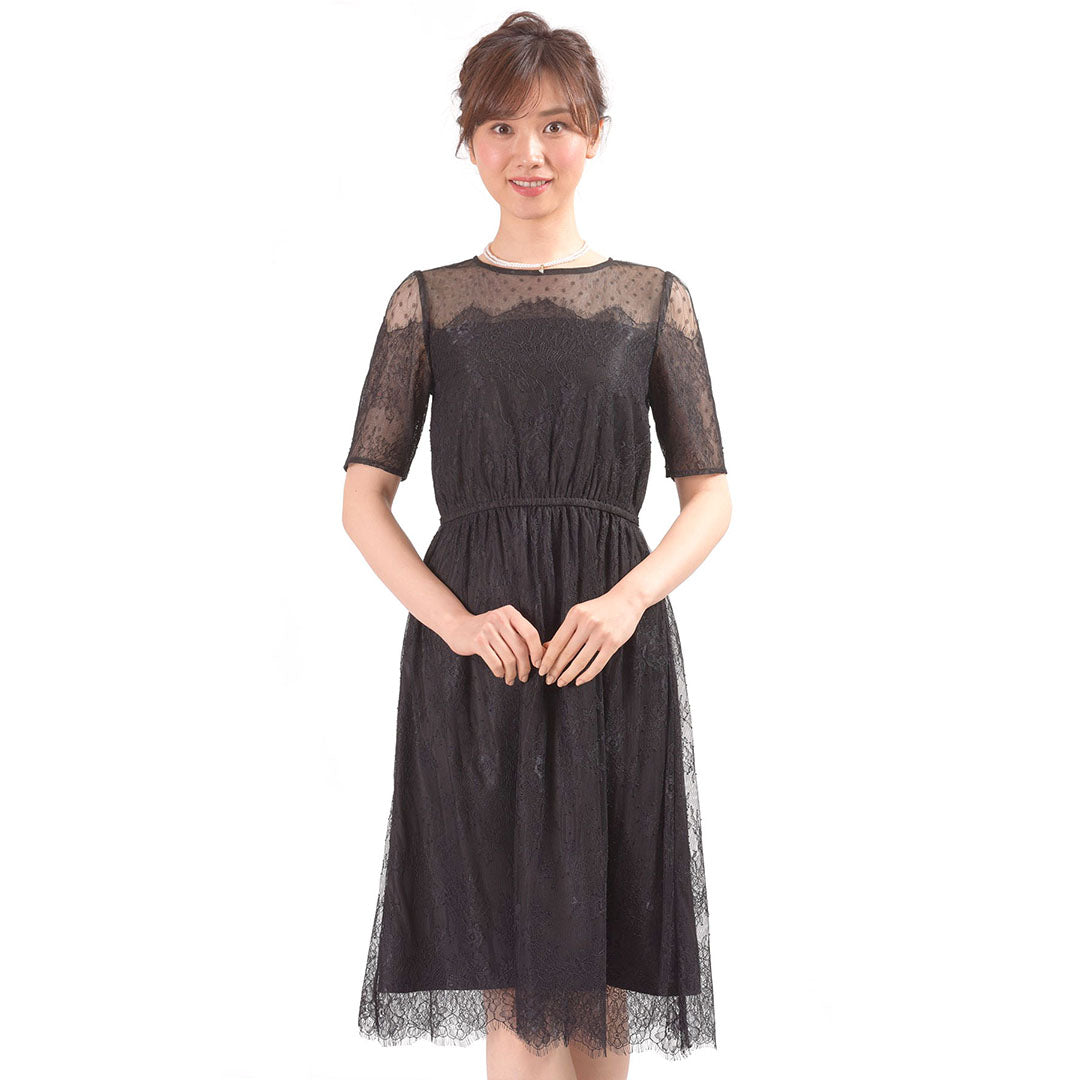 Full Lace Short Sleeve Knee Length Dress Dear Princess 