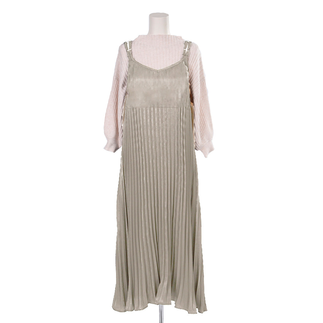 【OUTLET】スウェーディサテン　プリーツワンピース　B DONNA 6549008