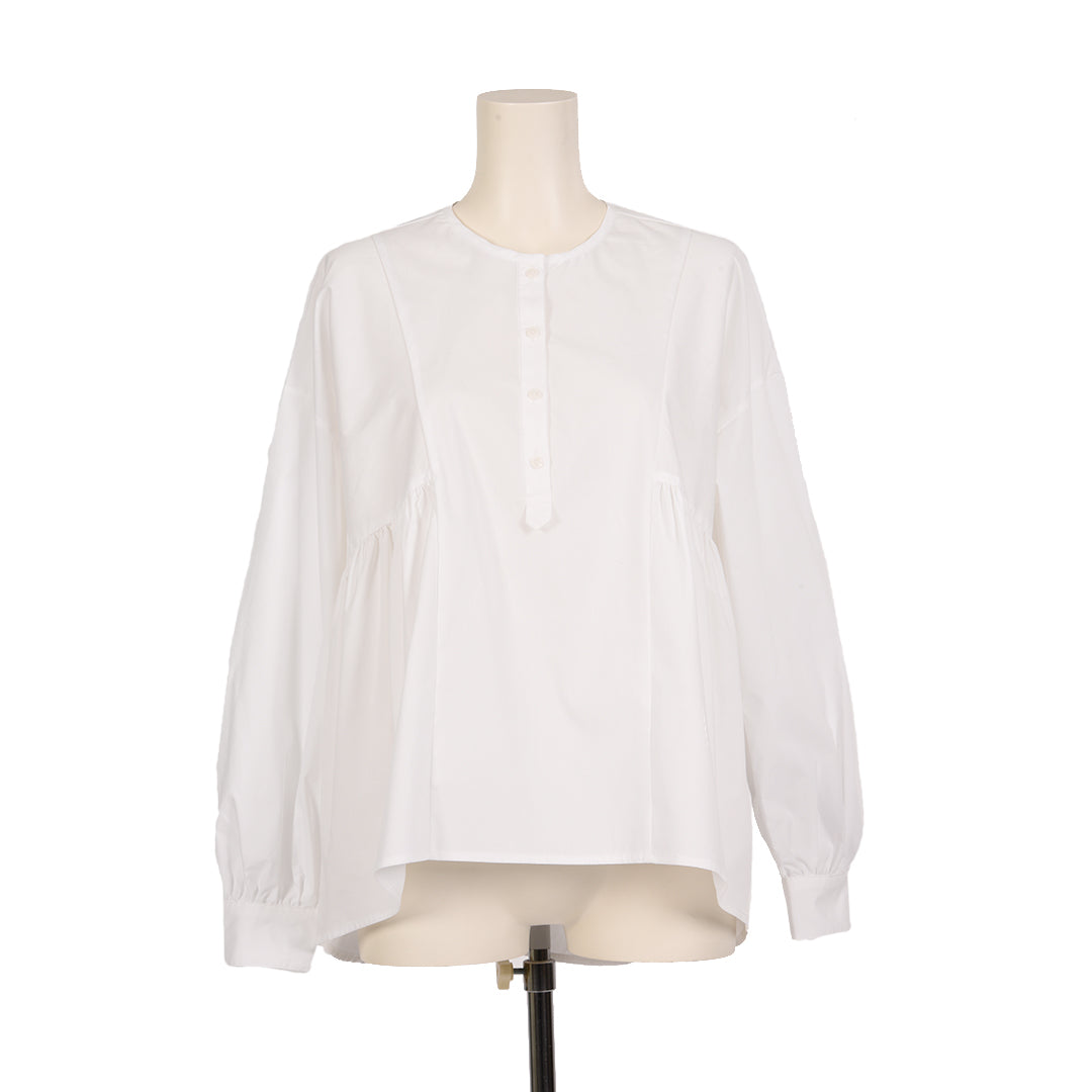 ノーカラーコットンブラウス　B DONNA 6541001