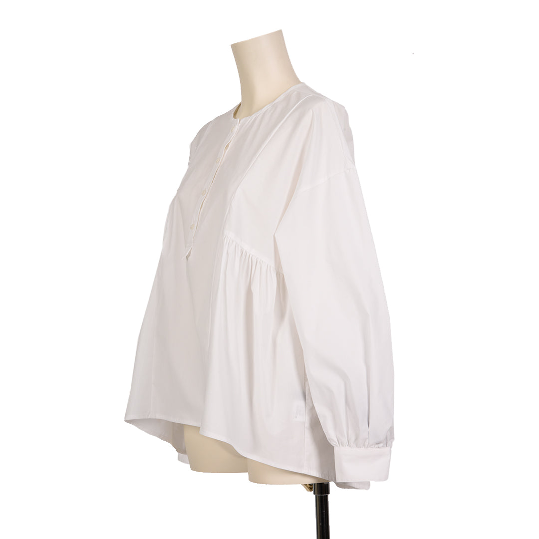 ノーカラーコットンブラウス　B DONNA 6541001