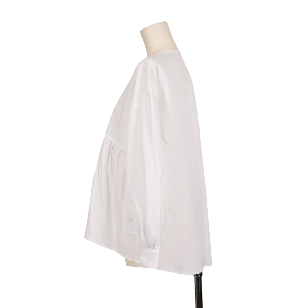 ノーカラーコットンブラウス　B DONNA 6541001